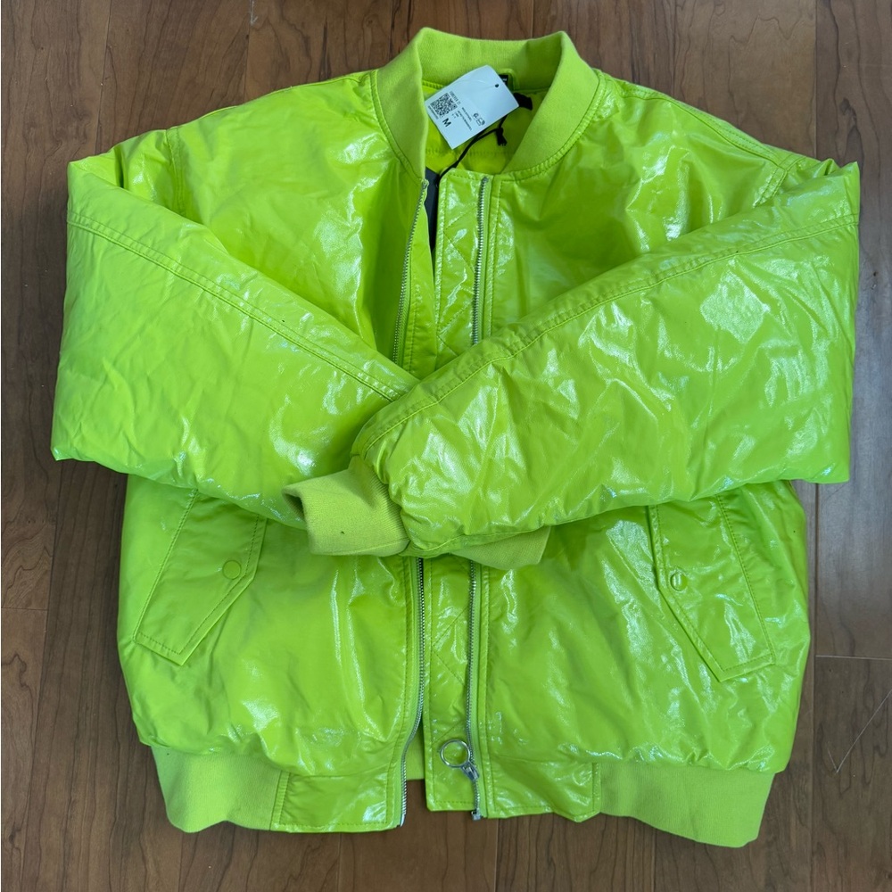 NWT Vibrant Yellow Puffer Bomber Jacket